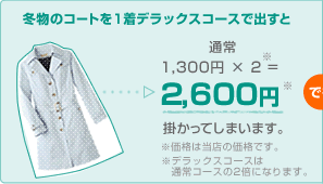 �~���̃R�[�g���P���f���b�N�X�R�[�X�ŏo���ƁA�ʏ�1,300�~�~2��2,600�~�|�����Ă��܂��܂��B