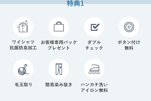 特典2 ワイシャツ 抗菌防臭加工 お客様専用バッグ プレゼント ダブルチェック ボタン付け無料 ハンカチ洗い アイロン無料