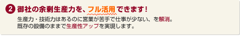 御社の余剰生産力を、フル活用できます！
